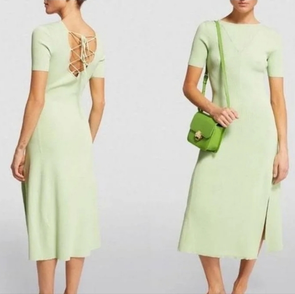 Maje Dresses & Skirts - Maje Tie-Back Midi Green Dress Size 36 Small NWT